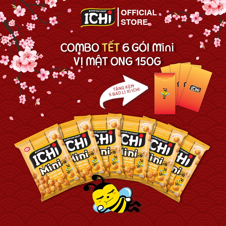 【1 COMBO TẶNG 5】Combo 6 gói 150g Bánh gạo Nhật ICHI Mini mật ong nhận ...