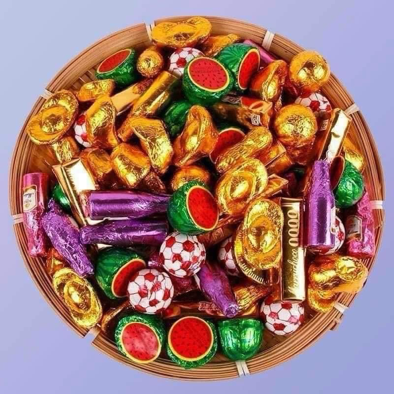 Kẹo Socola Bọc giấy bạc màu các hình/ ĐồngTiền-hộp 500G/400G