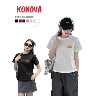 Áo thun baby tee phông nữ form vừa KONOVA chất liệu cotton 100% basic in chữ WASK TORN