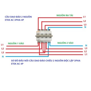 Aptomat CB Cầu Dao Đảo -Bộ Chuyển Mạch 2 Nguồn Độc Lập 63A 4P loại G hiệu ETEK -PTV GROUP -BH 6 Tháng