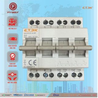 Aptomat CB Cầu Dao Đảo -Bộ Chuyển Mạch 2 Nguồn Độc Lập 63A 4P loại G hiệu ETEK -PTV GROUP -BH 6 Tháng