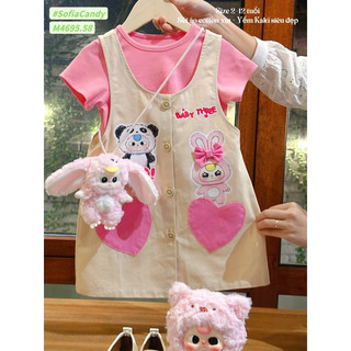 ❌❌XẢ SET YẾM 13-20KG❌❌ Set yếm kaki rời kèm áo cotton Baby Three so hot cho bé đi học, đi chơi, đi tiệc Sofia