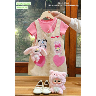 ❌❌XẢ SET YẾM 13-20KG❌❌ Set yếm kaki rời kèm áo cotton Baby Three so hot cho bé đi học, đi chơi, đi tiệc Sofia