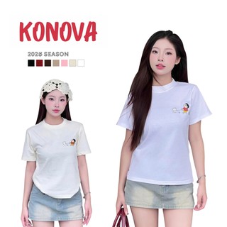 Áo thun baby tee nữ y2k form vừa KONOVA chất liệu cotton 100% basic in hình SHIN