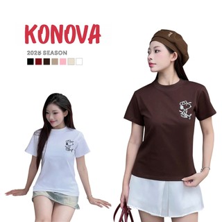 Áo thun baby tee phông nữ form vừa KONOVA chất liệu cotton basic in hình SCUBIDU