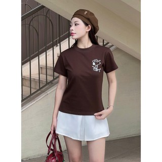 Áo thun baby tee phông nữ form vừa KONOVA chất liệu cotton basic in hình SCUBIDU