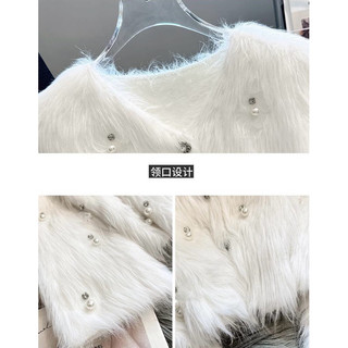 Áo khoác len lông thỏ cardigan cổ tròn đính hạt sang chảnh
