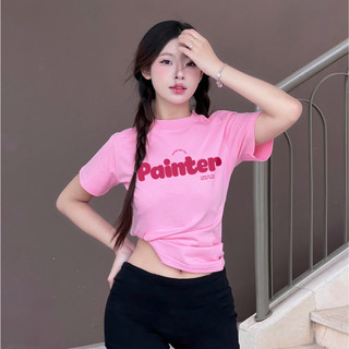 Áo thun baby tee nữ form vừa KONOVA chất liệu cotton 100% basic in chữ PAINTER