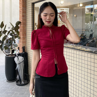 NAMI TOP | Áo linen cổ tàu cách tân phong cách thanh lịch, nhẹ nhàng, kín đáo | By Mintt