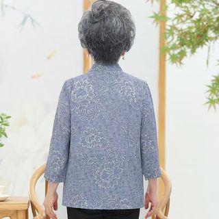 Áo sơ mi mỏng tay tứ quý của bà 60 tuổi, áo mùa hè cho bà già