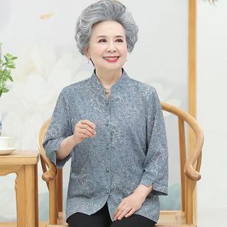Áo sơ mi mỏng tay tứ quý của bà 60 tuổi, áo mùa hè cho bà già