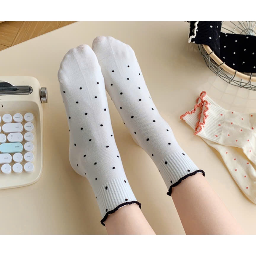Vớ Tất nữ cổ nhún chấm bi 7 màu phong cách trẻ trung, năng động.