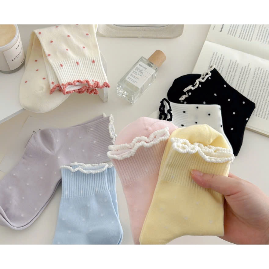 Vớ Tất nữ cổ nhún chấm bi 7 màu phong cách trẻ trung, năng động.
