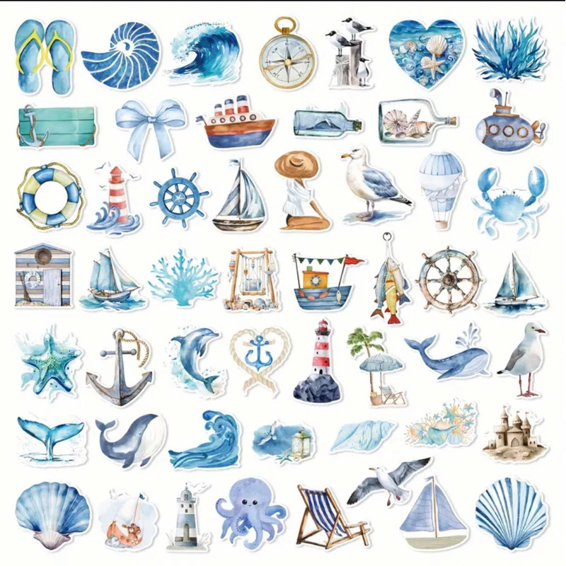60 sticker chủ để biển cả cho các bé phân biệt học tập