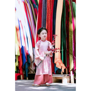 Áo dài mợ ba xinh xắn hai màu cho bé gái 10-28kg