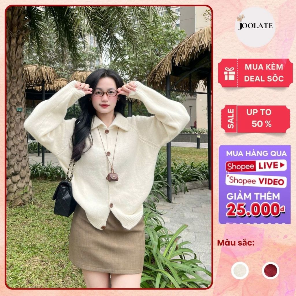 Áo Cardigan Len Cổ Bẻ Cài Cúc Trơn Joolate dáng Basic len cao cấp mềm mịn 556 P11