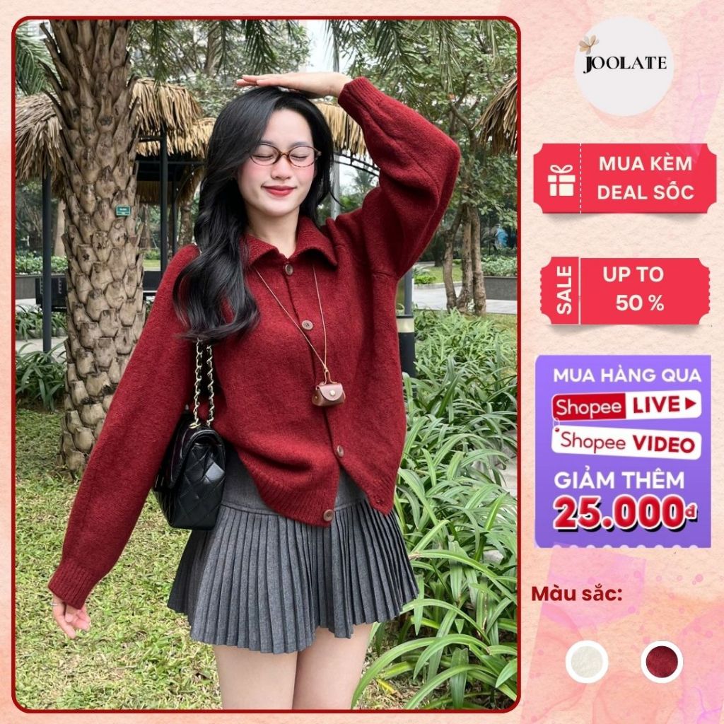 Áo Cardigan Len Cổ Bẻ Cài Cúc Trơn Joolate dáng Basic len cao cấp mềm mịn 556 P11