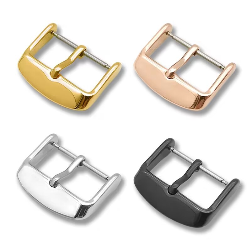 NIBOTT Accessori for cinturino for fibbia deployante in acciaio inossidabile 316L argento oro rosa nero lucido cinturino for fibbia(Gold,16mm