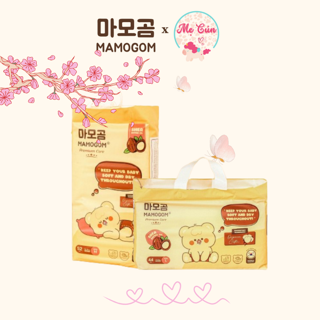 (Không quà) Tã/bỉm Mamogom Bông hữu cơ Hàn Quốc tã dán NB40, S62, M52, tã quần M48, L44, XL40, XXL38