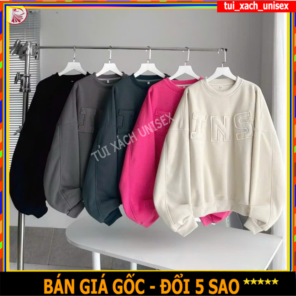 Áo Sweater BOXY INS Chất Nỉ Bông Dầy Dặn Thêu Đắp Vải Form Rộng Nam Nữ - UNISEX SSL