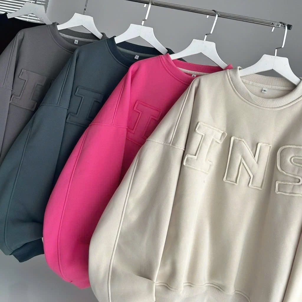 ÁO SWEATER CHỮ Thêu NỔI INS nhiều màu form boxy vải nỉ lót bông dày dặn form rộng nam nữ - UNISEX SSL