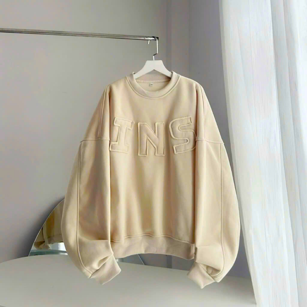ÁO SWEATER CHỮ Thêu NỔI INS nhiều màu form boxy vải nỉ lót bông dày dặn form rộng nam nữ - UNISEX SSL