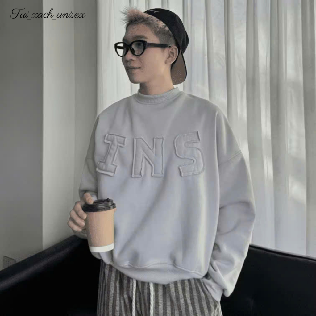 ÁO SWEATER CHỮ Thêu NỔI INS nhiều màu form boxy vải nỉ lót bông dày dặn form rộng nam nữ - UNISEX SSL