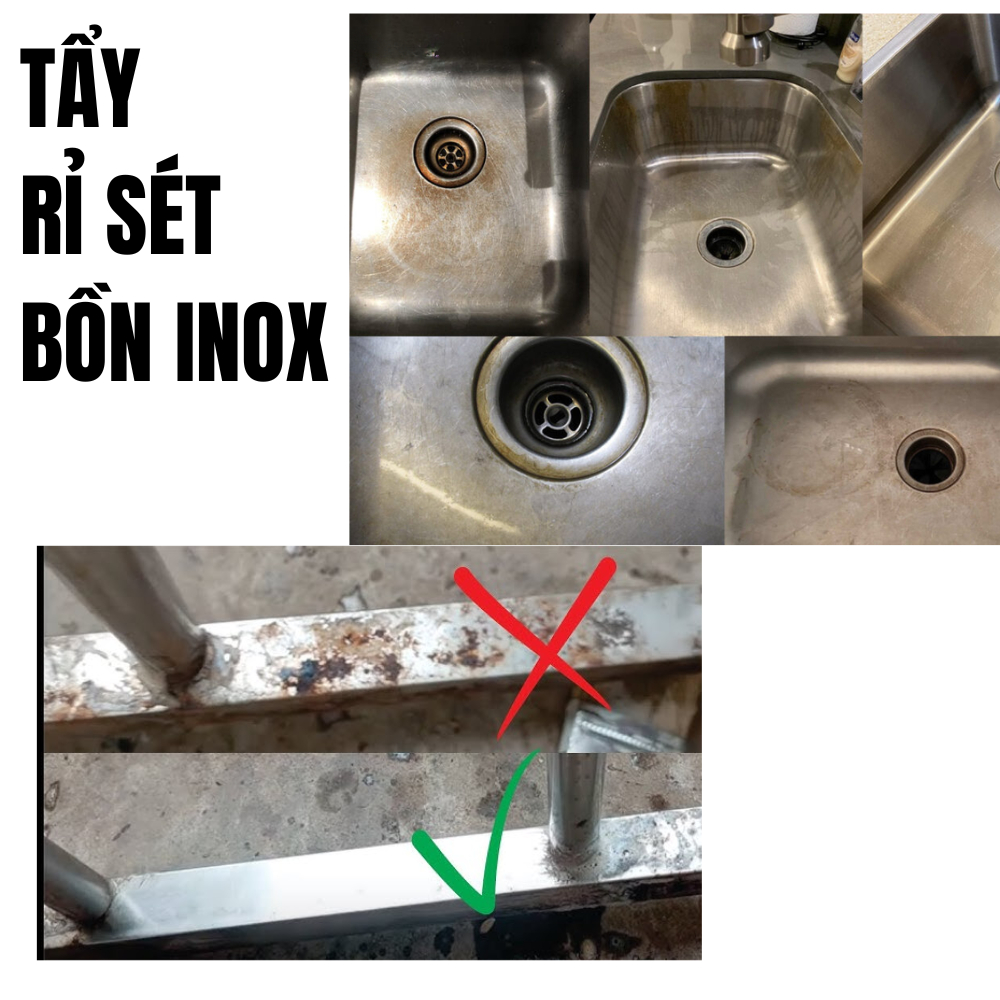 Tẩy rỉ sét bồn inox, vòi inox, bồn rửa chén... | Shopee Việt Nam