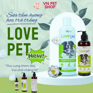 Sữa tắm Love Pet cho chó mèo Vb Pharma hương trà trắng giúp kháng khuẩn mềm lông chai 250-500ml