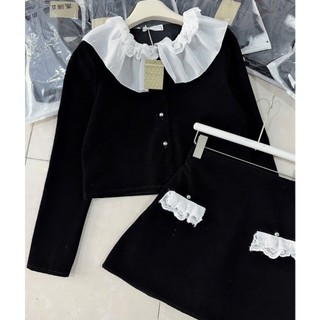 Sét Áo Nhung bèo Mix Chân A Thanh Lịch