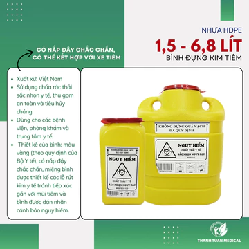 Bình hủy kim tiêm y tế (Hộp hủy mũi tiêm y tế) đựng kim tiêm, vật sắt nhọn, lưỡi dao mổ...