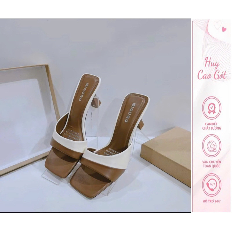 Guốc da cao cấp phối màu, Dép cao gót 3p 5p 7p mềm êm chắc chân- Freeship toàn quốc