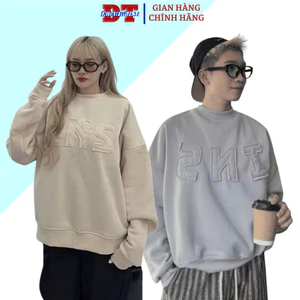Áo sweater thêu chữ nổi INS cổ tròn vải lót bông dày dặn form rộng phong cách Hàn Quốc - DTB SSL