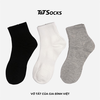 Vớ Tất Cổ Ngắn Nam Nữ T&T SOCKS Trơn Bo Chun Bàn Chân