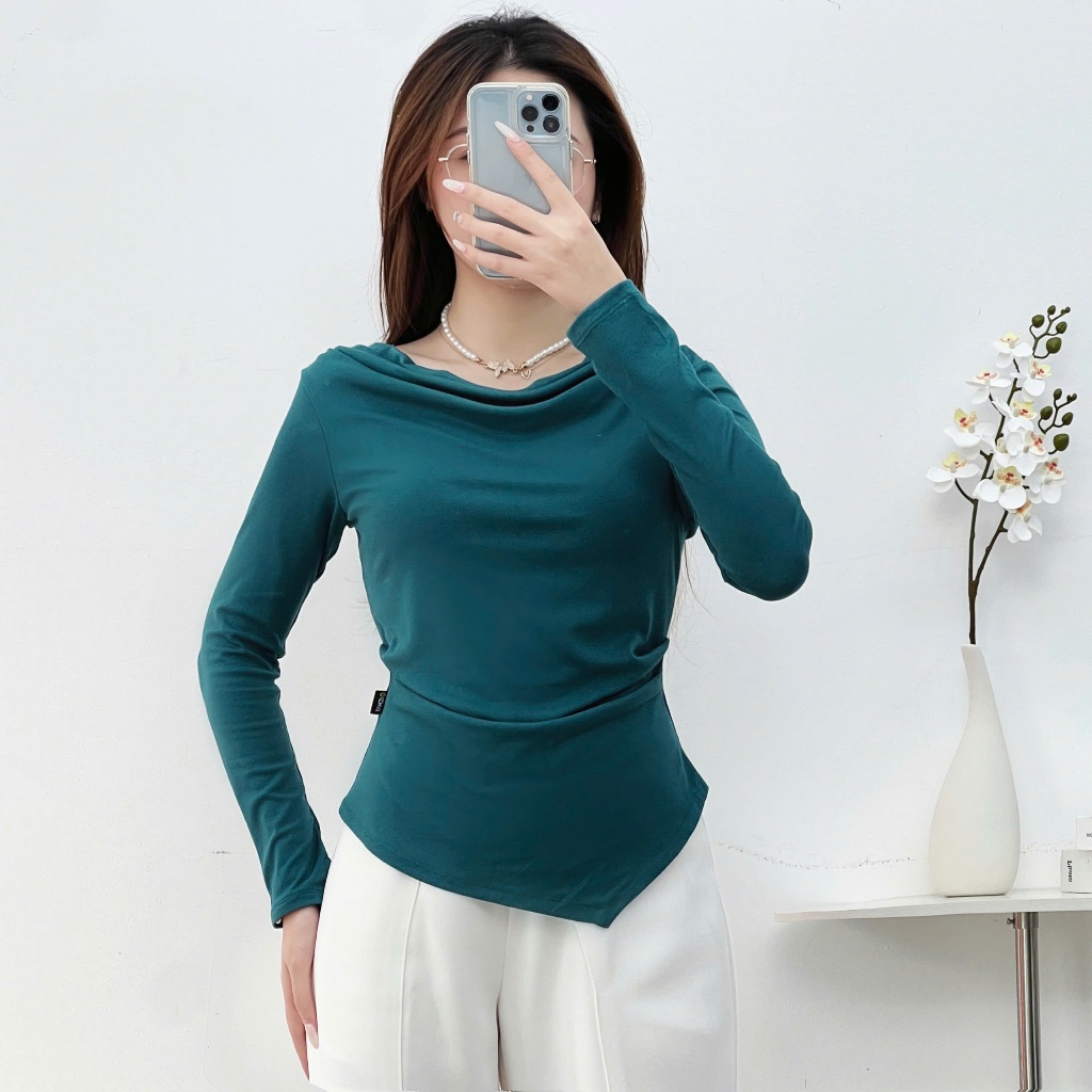 Ảnh Áo Thun 𝐂𝐂𝐇𝐀𝐓 Kiểu Lệch Vai Gấu Vát Dáng Ôm Chất Vải Mềm Mịn Co Giãn 4 Chiều 23TDC2005OT 1