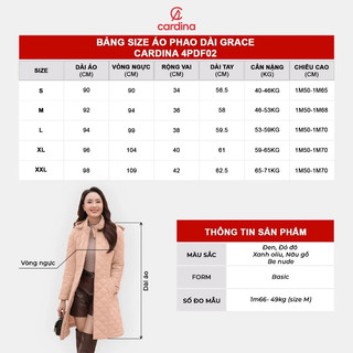 (Sẵn)Áo phao nữ CARDINA chất liệu chần trám siêu nhẹ kiểu dáng dài sáng trọng trẻ trung giữ ấm tốt 4PDF02