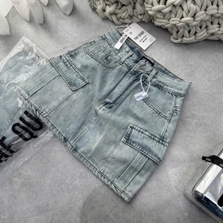 THE QUẠO - Chân Váy Túi Hộp Jean Lưng Cao Có Quần Trong R1304_414