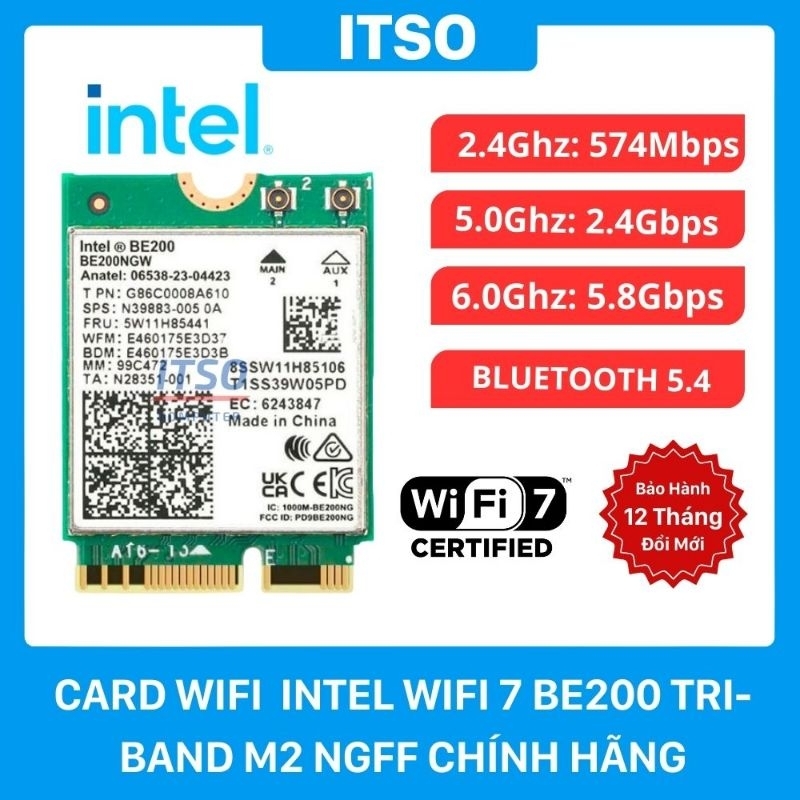 Card Intel Be200 wifi 7 + Bluetooth 5.4 | Shopee Việt Nam