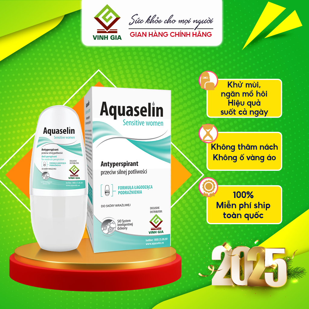 Ảnh Lăn Khử Mùi AQUASELIN Nữ Nhẹ Sensitive Women Giảm Mùi Hôi, Khô Thoáng Nách  - 50ml 1