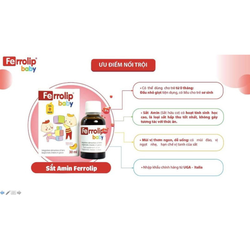 Sắt Ferrolip Baby chai 30ml + quà