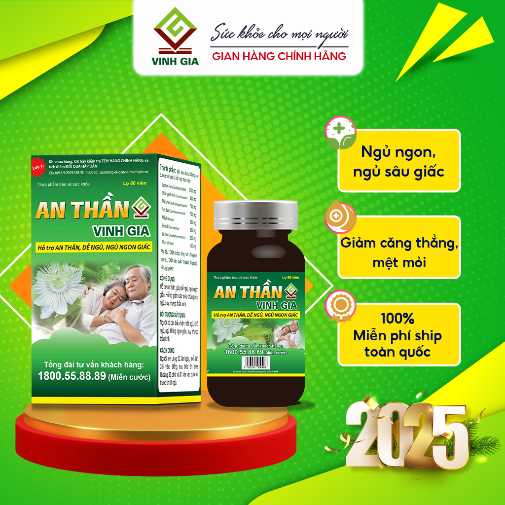 Ảnh Viên Uống Giúp Ngủ Ngon An Thần Vinh Gia, Giảm Căng Thẳng Mệt Mỏi, Suy Nhược Thần Kinh (60v/ Hộp) 1