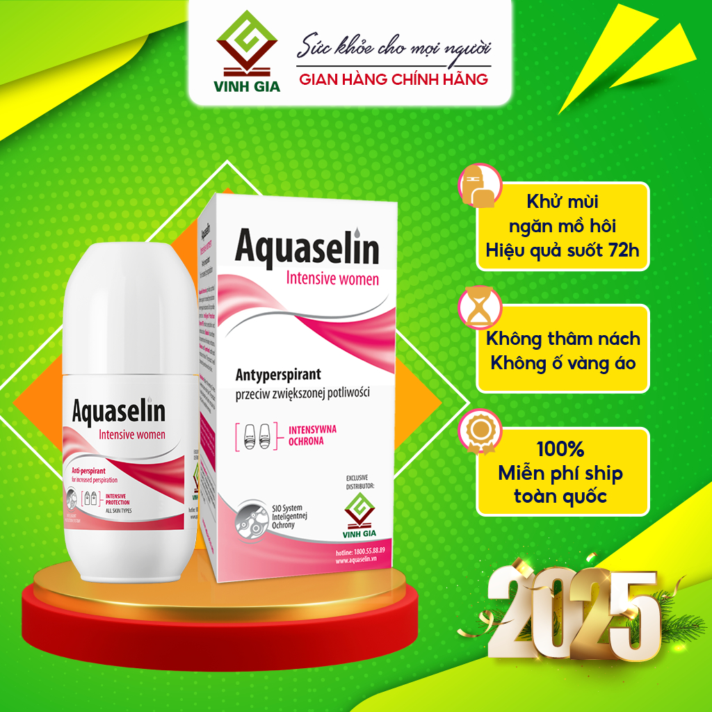 Ảnh Lăn Nách Dành Cho Nữ AQUASELIN Intensive Women Giúp Giảm Mùi Hôi, Khô Thoáng Nách 50ml 1