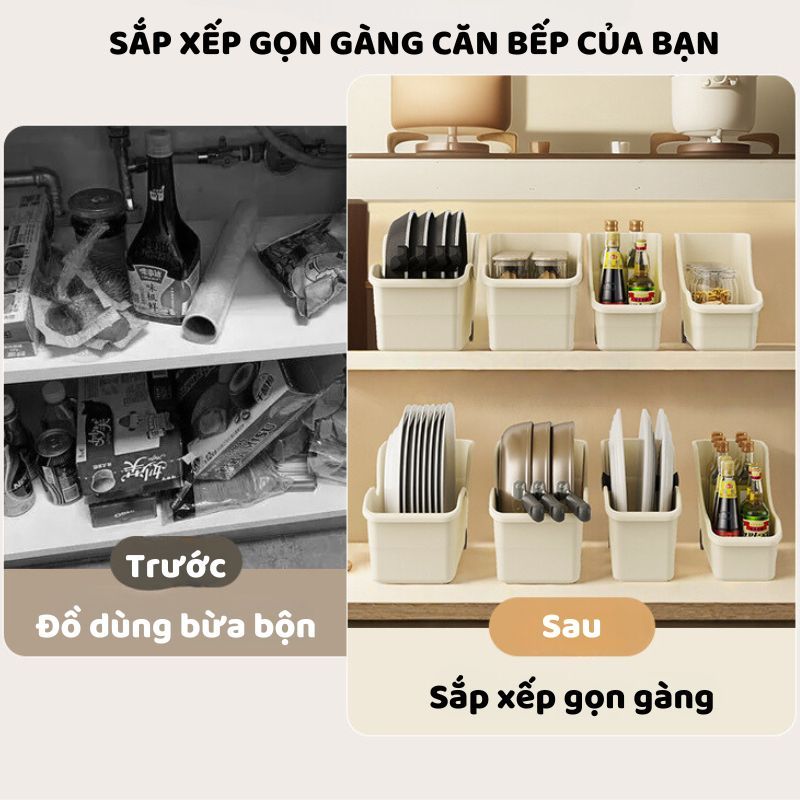 Khay Đựng Đĩa, Gia Vị, Nắp Nồi ENODA HOME, Khay Nhựa Đựng Đồ Nhà Bếp Có Bánh Xe Kéo Trượt Dễ Dàng Q049