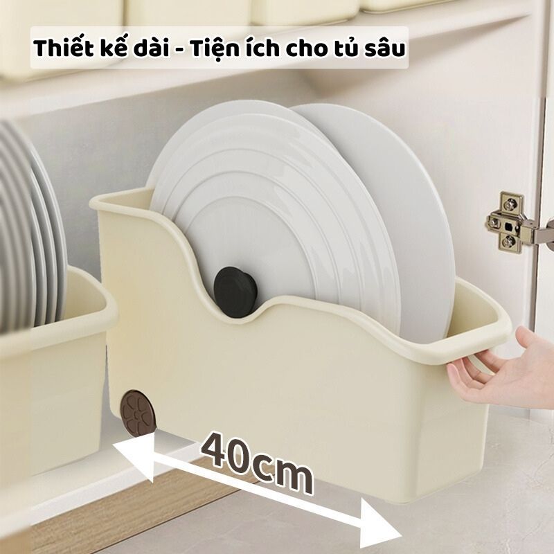 Khay Đựng Đĩa, Gia Vị, Nắp Nồi ENODA HOME, Khay Nhựa Đựng Đồ Nhà Bếp Có Bánh Xe Kéo Trượt Dễ Dàng Q049
