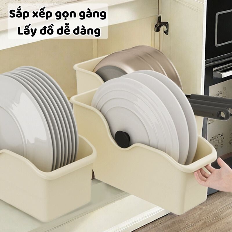 Khay Đựng Đĩa, Gia Vị, Nắp Nồi ENODA HOME, Khay Nhựa Đựng Đồ Nhà Bếp Có Bánh Xe Kéo Trượt Dễ Dàng Q049