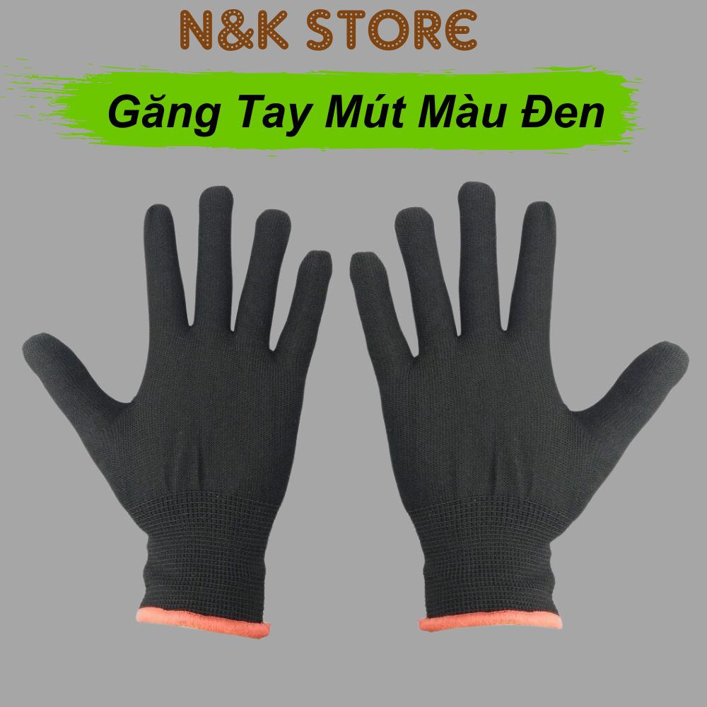 Găng tay mút màu đen, gang tay bảo hộ lao động giá rẻ