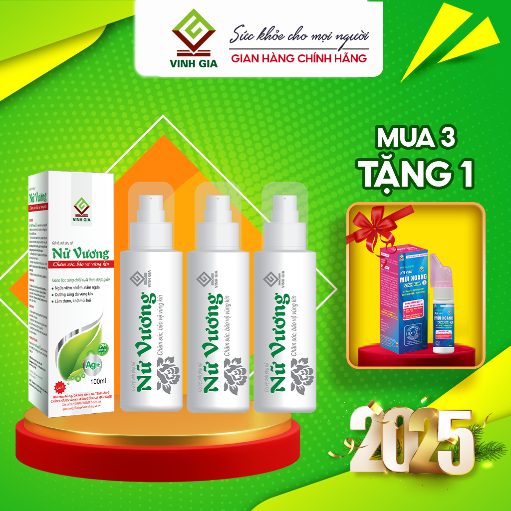 Ảnh Dung Dịch Vệ Sinh Phụ Nữ - Nữ Vương Gel Vinh Gia Làm Sạch Vùng Kín Hàng Ngày 100ml (Combo) 1