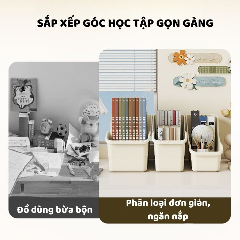 Khay Đựng Sách Truyện ENODA HOME, Khay Nhựa Đựng Sách Để Bàn Có Bánh Xe Kéo Trượt Q049