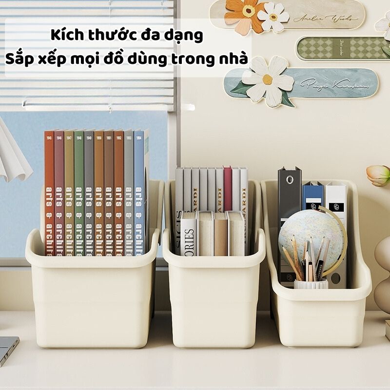 Khay Đựng Sách Truyện ENODA HOME, Khay Nhựa Đựng Sách Để Bàn Có Bánh Xe Kéo Trượt Q049