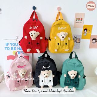 Balo THÊU TÊN theo yêu cầu cho bé đi học từ 0 đến 5 tuổi phong cách Hàn Quốc, cho bé đi học mầm non